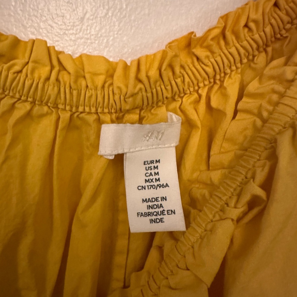 H&M Mustard Yellow Puff-Sleeve Midi Dress NWOT - Picture 3 of 3
